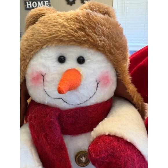 Pair of JCPenney Home Collection festive beanie bottom standing snowmen decor - Picture 3 of 10